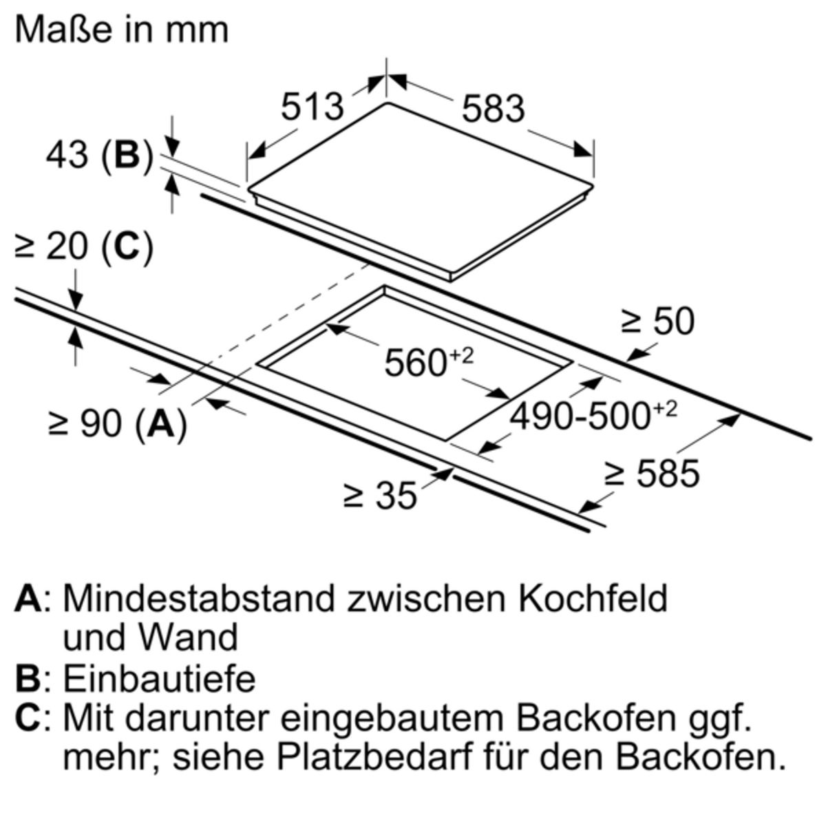 Bosch NKN645GA2E Glaskeramik Kochfeld Edelstahl herdgebunden 60cm