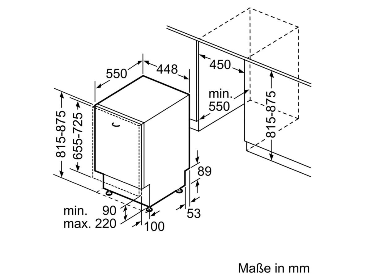 Bosch SPV2XMX01E Einbau-Geschirrspüler vollintegrierbar EEK:F