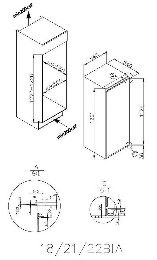 Candy CIL 220 NE/N Einbau-Kühlschrank EEK:F