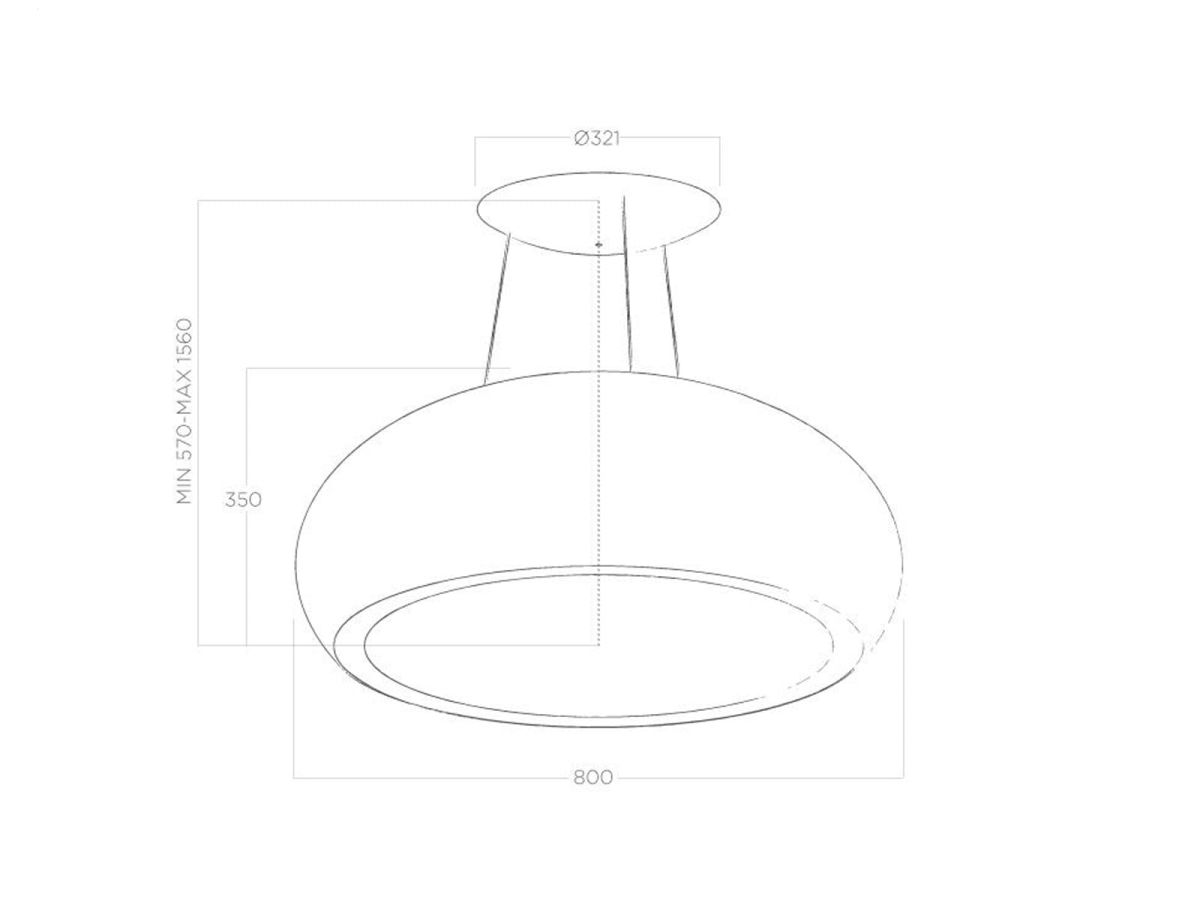 Elica Seashell BL/F/80 schwarz matt Inselhaube 80cm PRF0098393