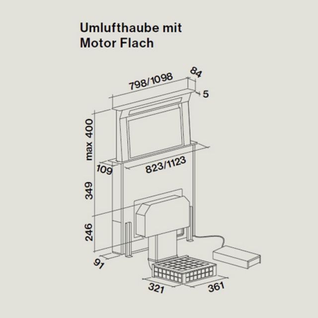 Falmec Downdraft 120 Edelstahl 120cm Haubenkörper EEK:B