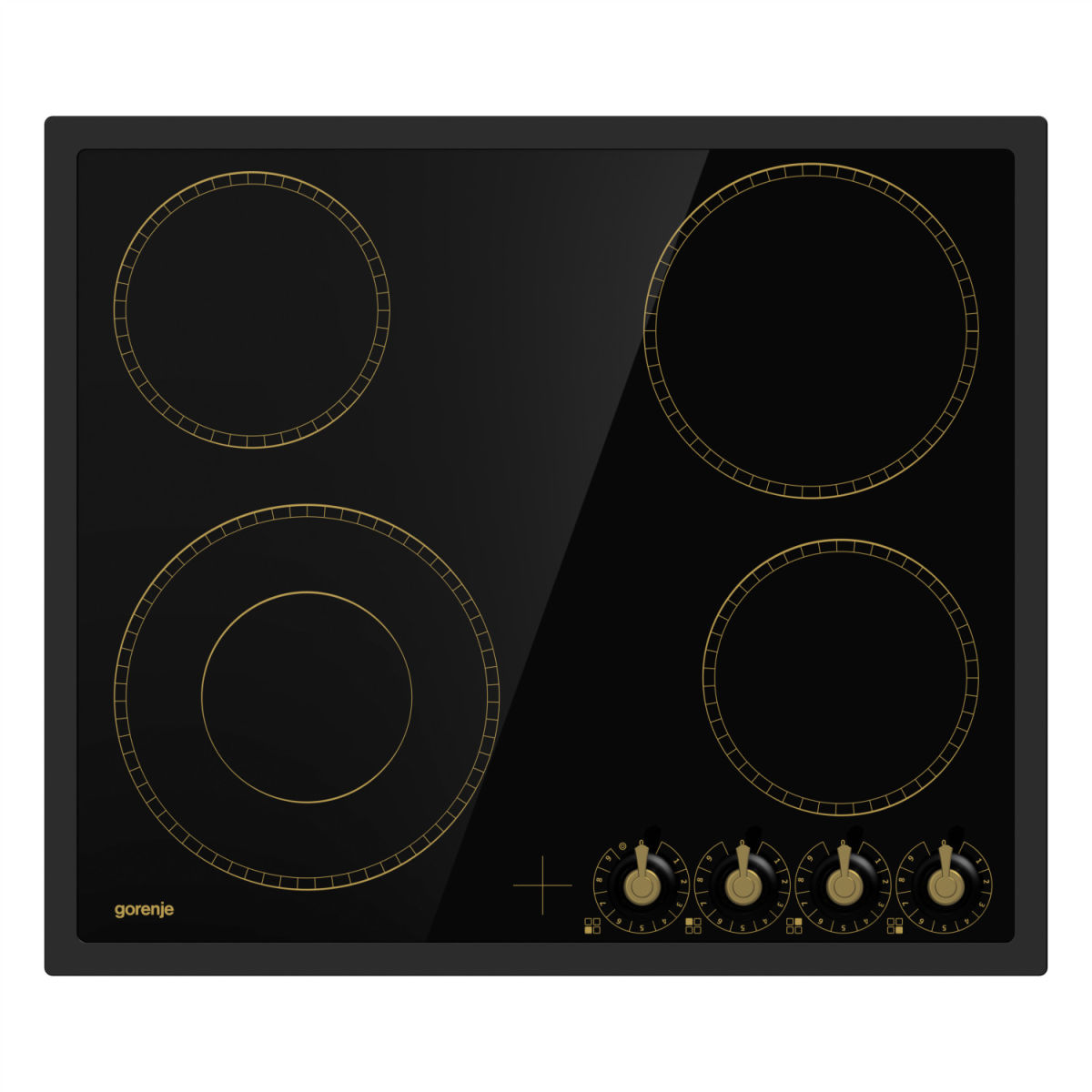 Gorenje EC642CLB Glaskeramik-Kochfeld 4-fach Edelstahlrahmen schwarz 60cm autark