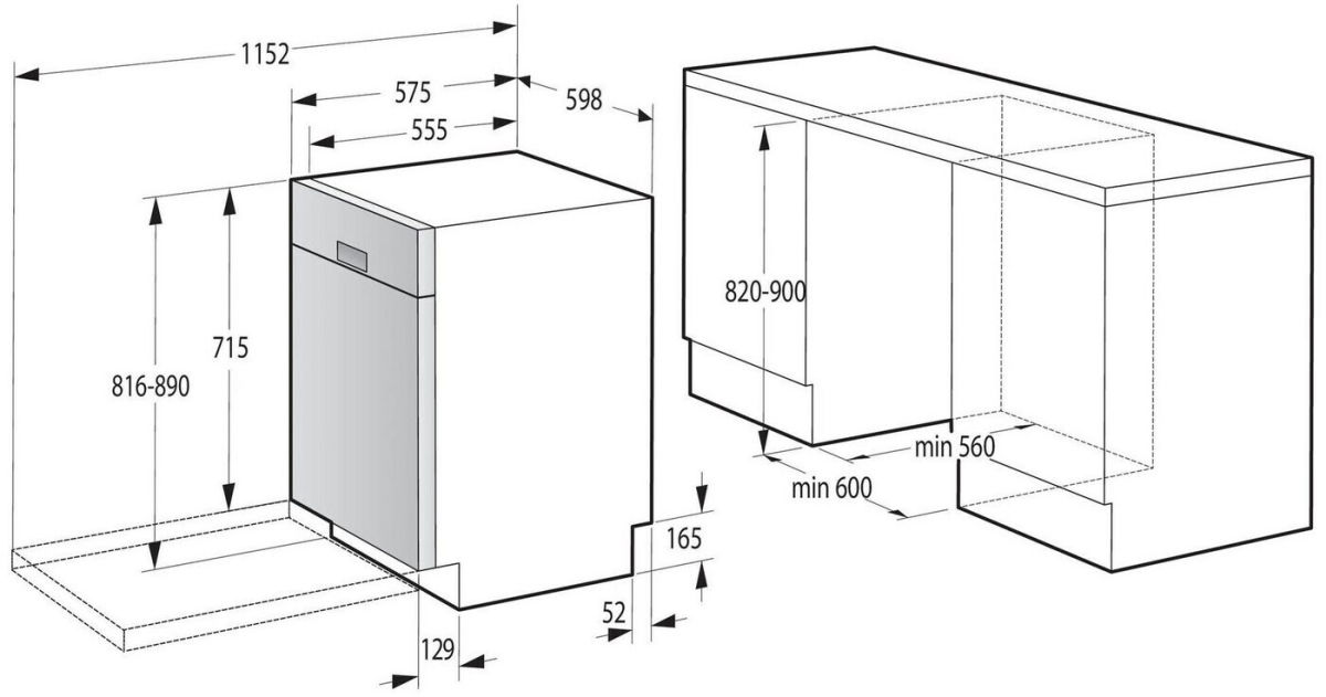 Gorenje GU672C60W Unterbau-Geschirrspüler weiß EEK:C