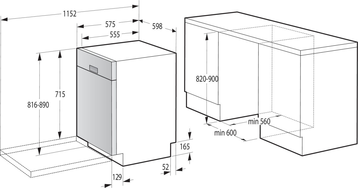 Gorenje GU672C60X Unterbau-Geschirrspüler silber EEK:C