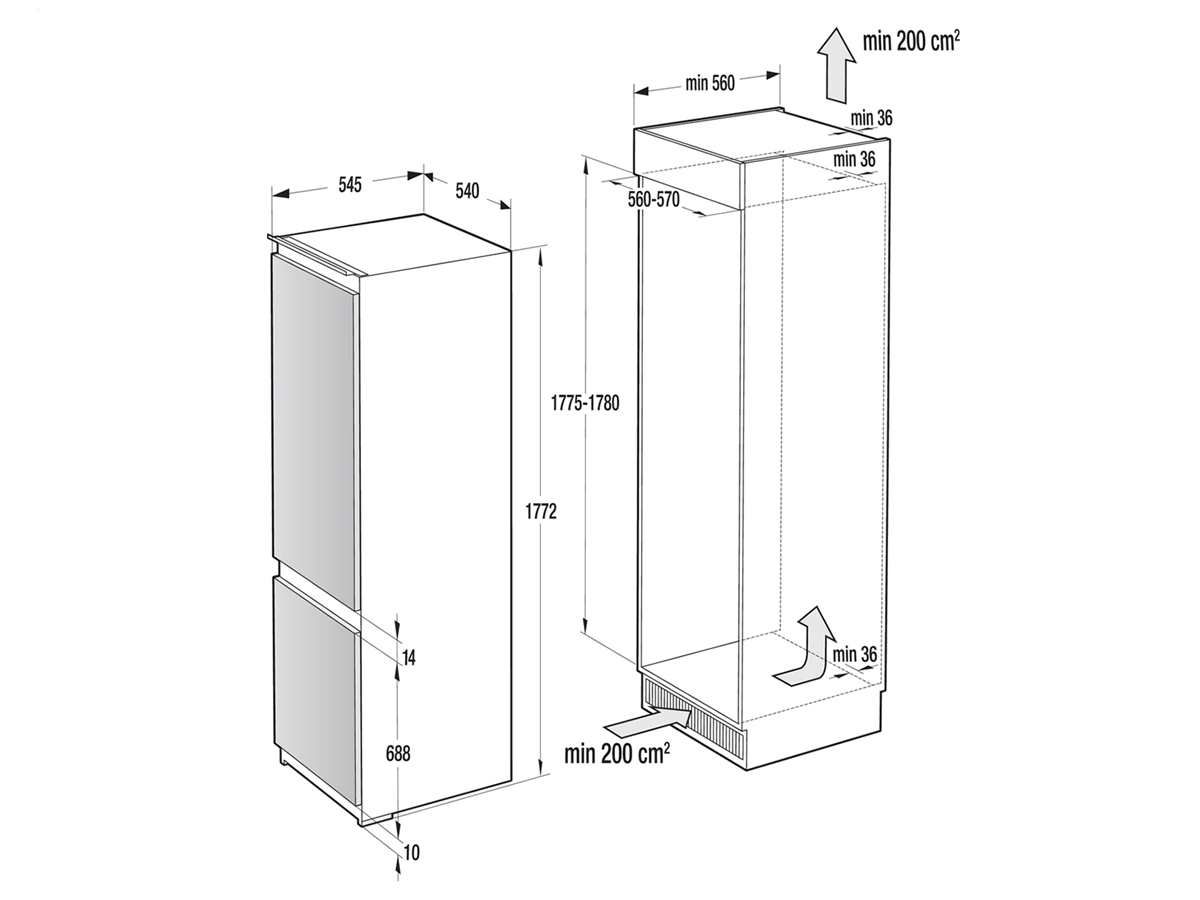 Gorenje RKI2181E1 Einbau-Kühl-Gefrierkombination weiß EEK:F