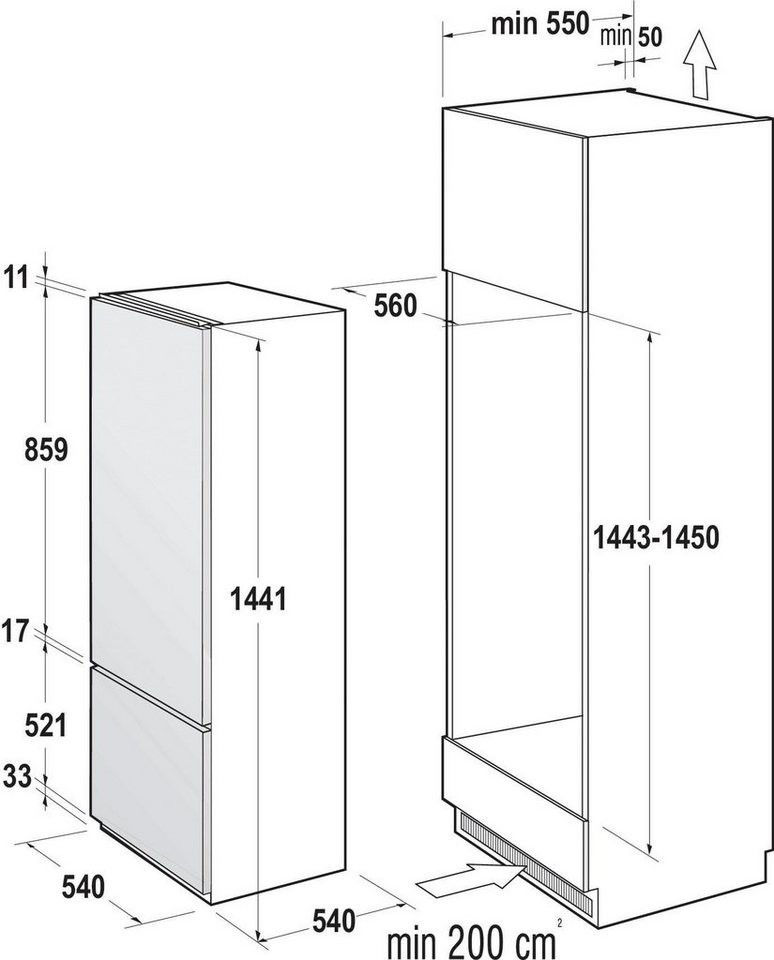 Gorenje RKI4151P1 Einbau-Kühl-Gefrierkombination weiß EEK:F