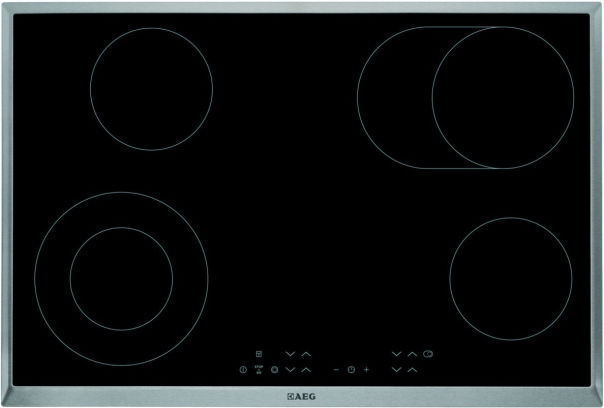 AEG HE834060XB Glaskeramik-Kochfeld Edelstahlrahmen 80cm herdgebunden