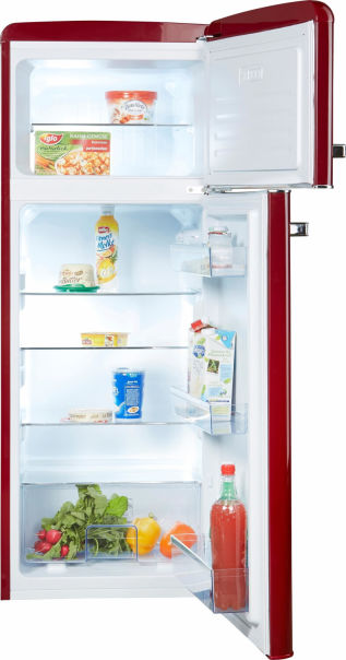 Amica KGC 15631 R Kühlgefrierkombi weinrot Topfreezer Retro 144cm EEK:E Amica KGC 15631 R Kühlgefrierkombi weinrot Topfreezer Retro 144cm EEK:E
