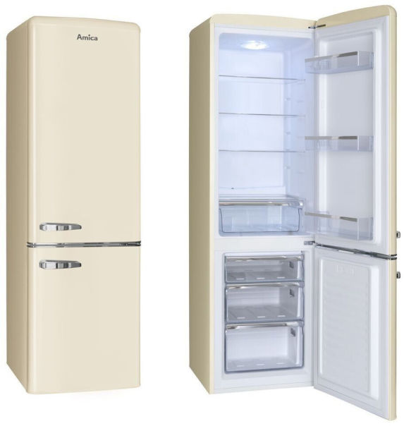 Amica KGCR 387 101 B Kühl-Gefrierkombination Retro beige EEK:D Amica KGCR 387 101 B Kühl-Gefrierkombination Retro beige EEK:D