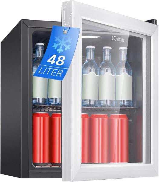 Bomann KSG 7286 Glastür-Kühlschrank 51cm silber EEK:E Bomann KSG 7286 Glastür-Kühlschrank 51cm silber EEK:E