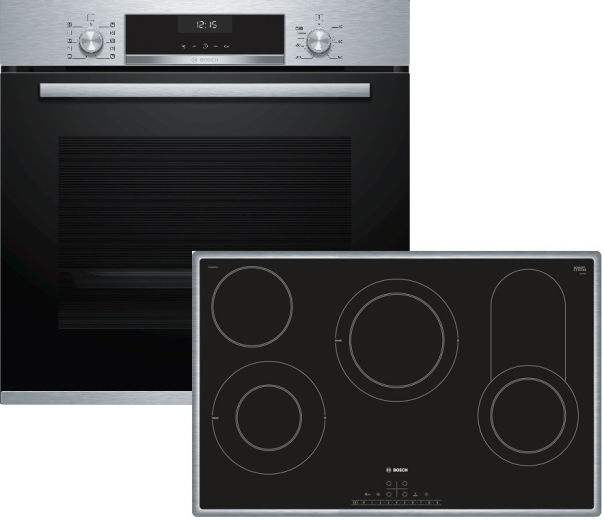 Bosch HBD632LS80 Backofen Set Edelstahl Glaskeramik 80cm EEK:A