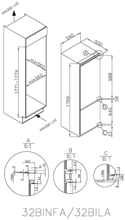 Haier HBB 177 TNF DE Einbau-Kühlgefrierkombination EEK:F