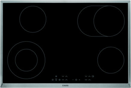 AEG HE834060XB Glaskeramik-Kochfeld Edelstahlrahmen 80cm herdgebunden