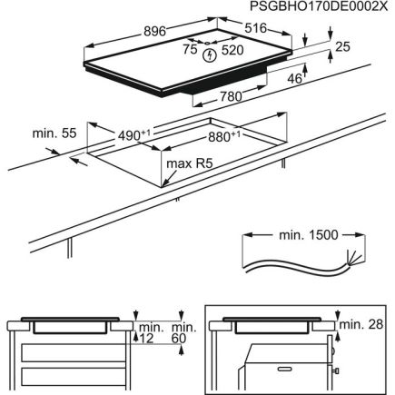 AEG IKE95474XB Induktionskochfeld Edelstahl Flexibridge 90cm autark