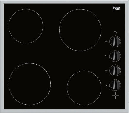 Beko HIC 64100 X Glaskeramik-Kochfeld Edelstahl Knebel 60cm