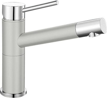 Blanco Alta Compact Silgranit seidengrau/chrom HD Festauslauf 515325