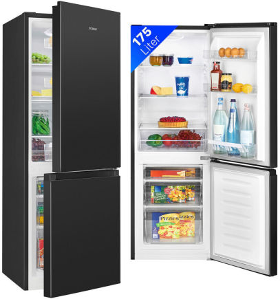 Bomann KG 7352 Kühlgefrierkombi schwarz Edelstahloptik 143cm EEK:C