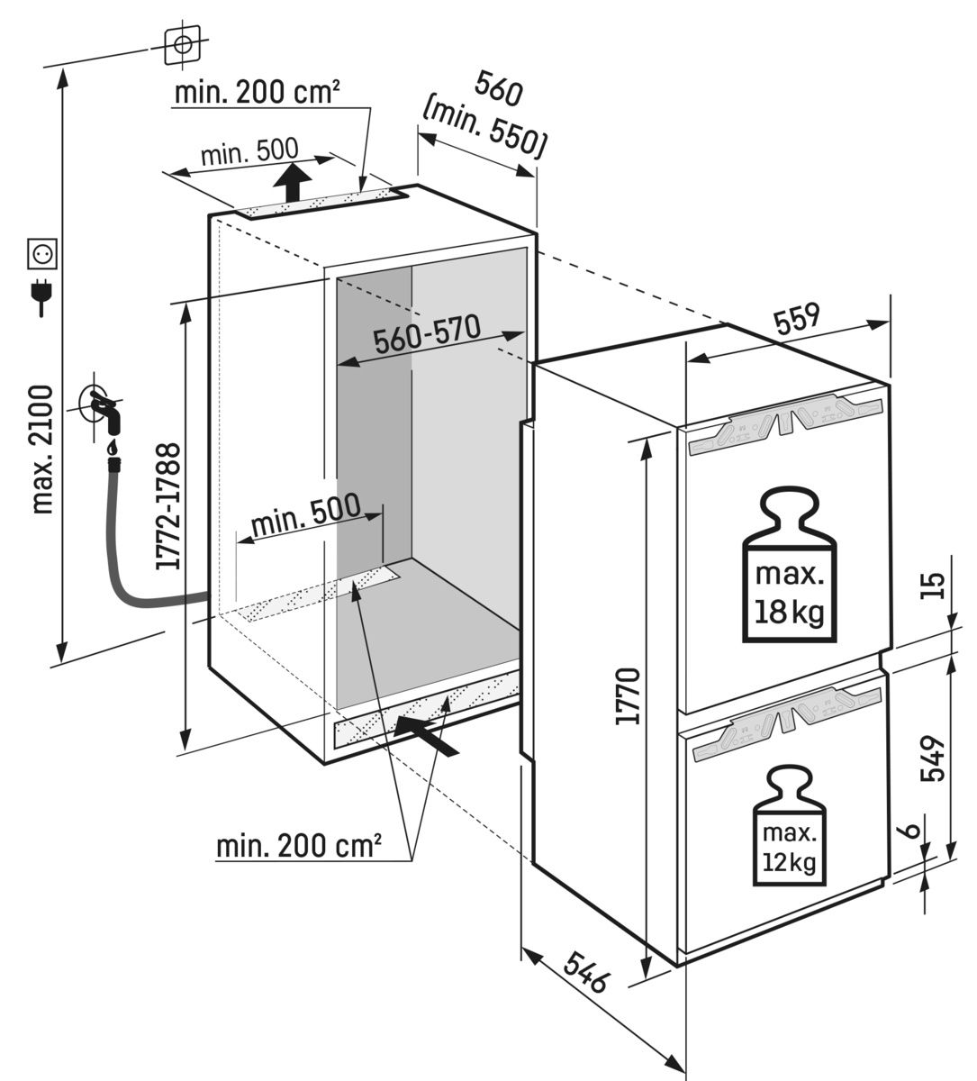 5182 EEK:D Peak ICBdi Liebherr BioFresh Einbau-Kühl-Gefrierkombination