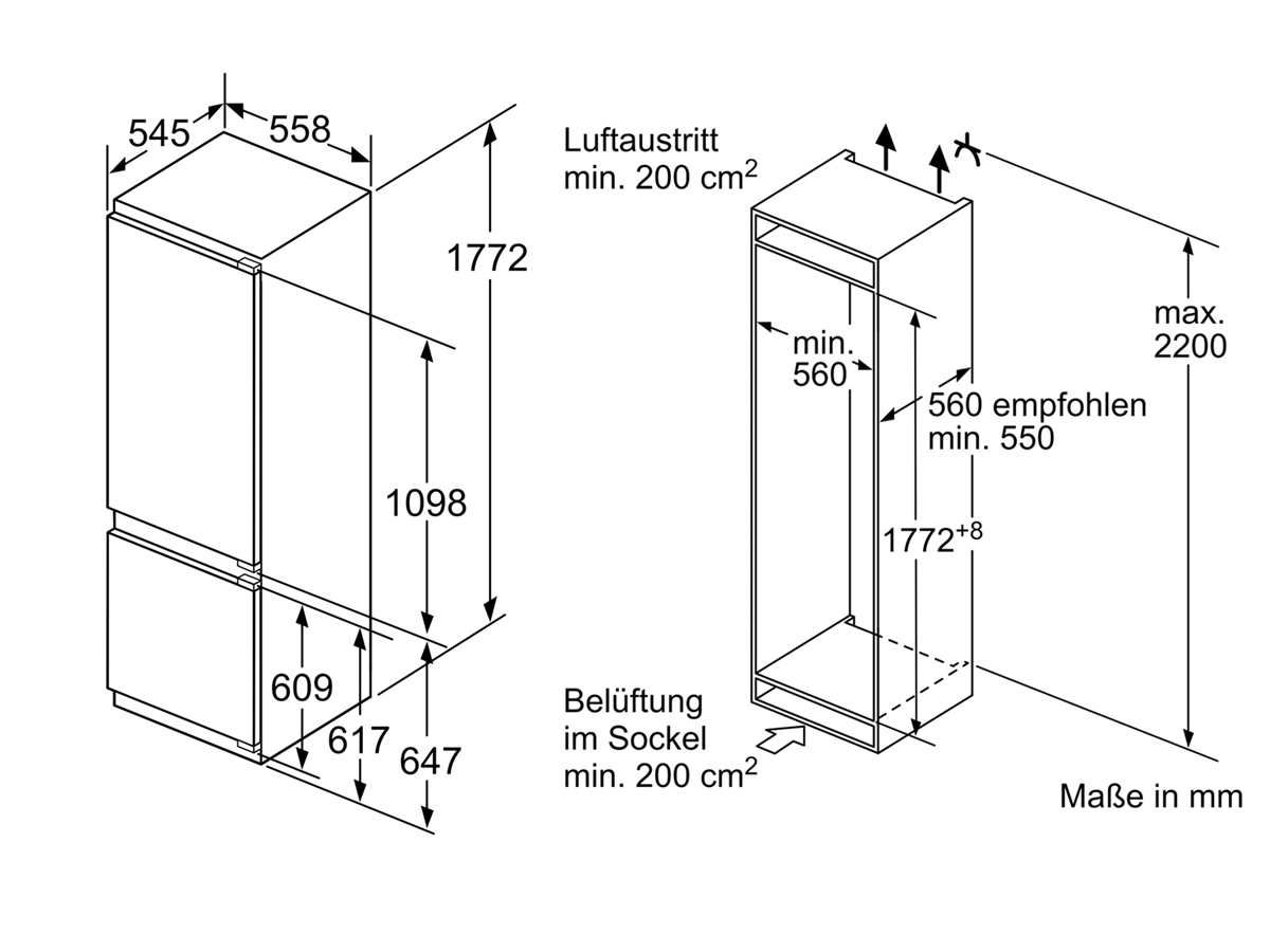 Neff KI6873FE0 Einbau-Kühl-Gefrierkombination EEK:E