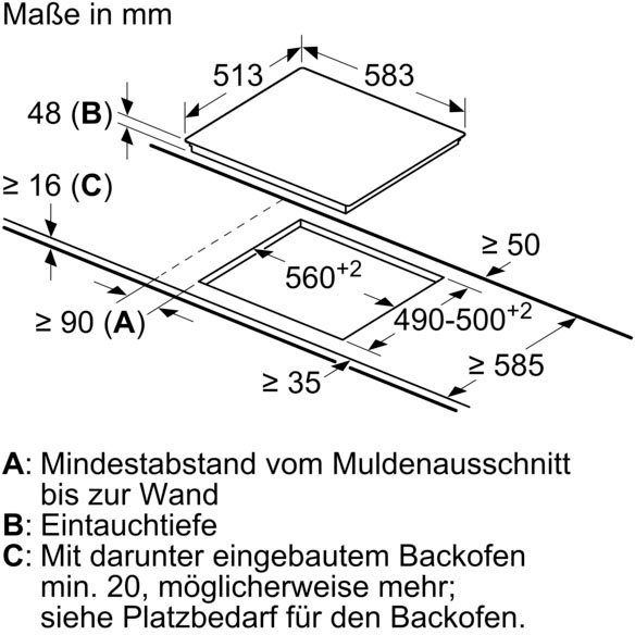 Neff TL16EK0S1 Glaskeramik-Kochfeld Edelstahl 60cm autark