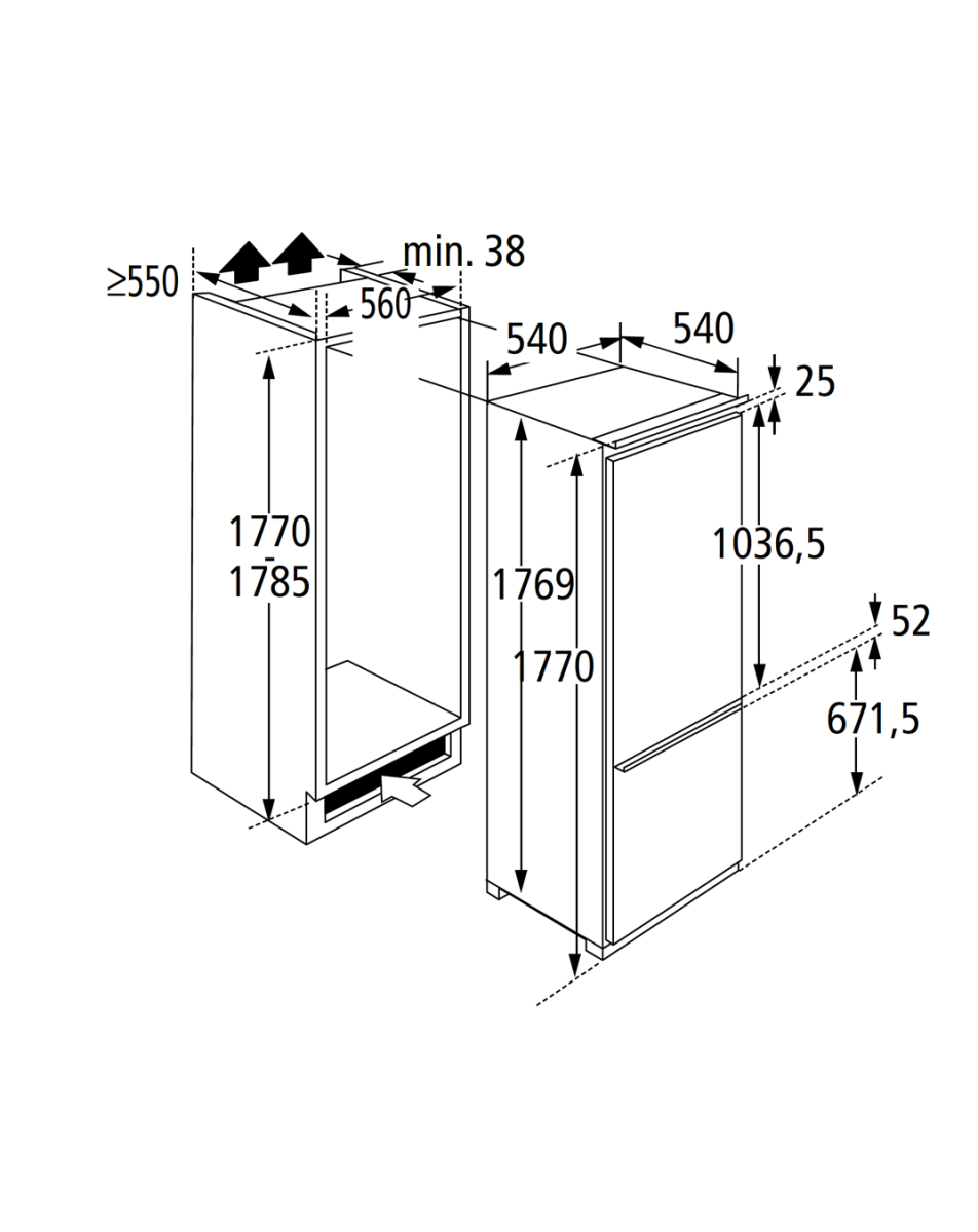 PKM KG250.4A+EB Einbau-Kühlgefrierkombination EEK:F