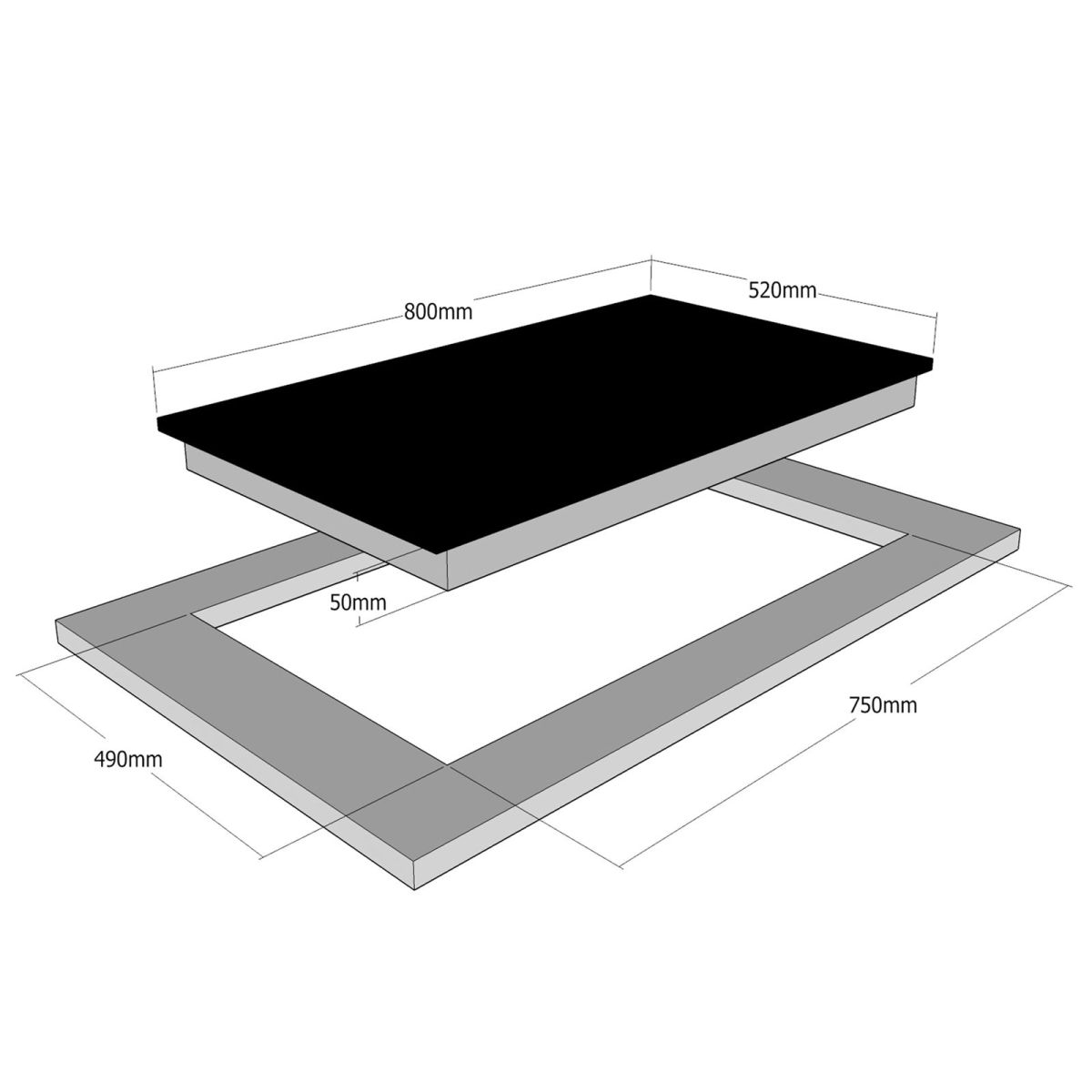 Pyramis Kochfeld 80 Induktion rahmenlos 80cm autark 065031501