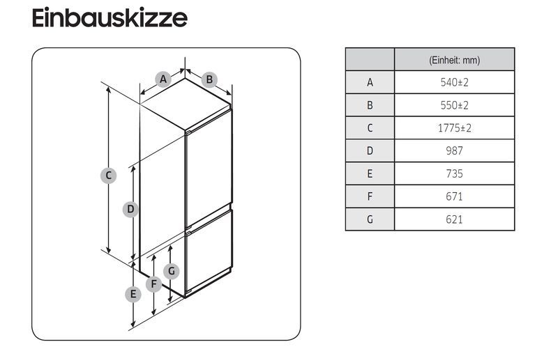 Samsung BRB26715CWW Einbau-Kühl-Gefrierkombination EEK:C