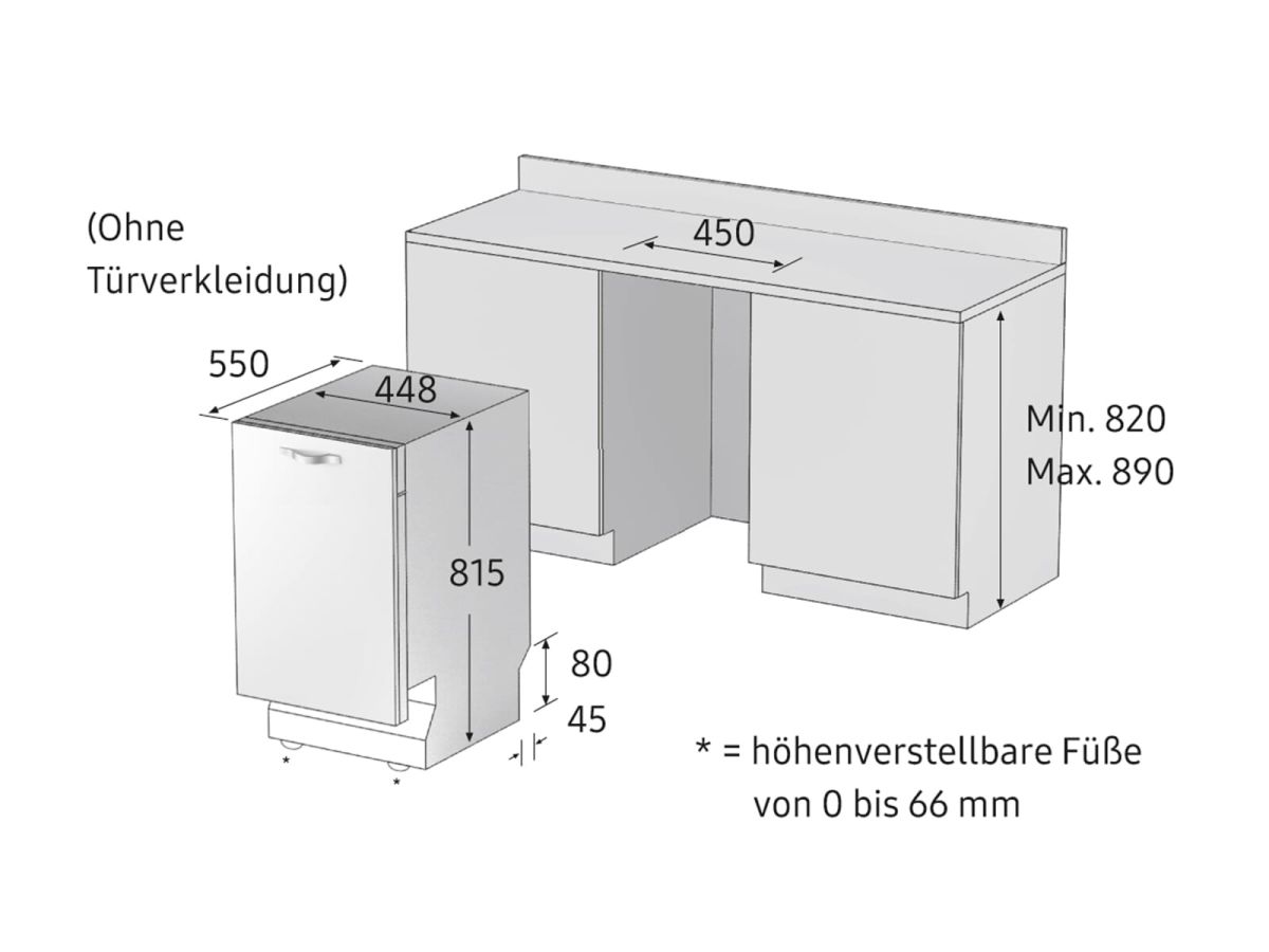 Samsung DW50R4060BB Einbau-Geschirrspüler vollintegrierbar EEK:E