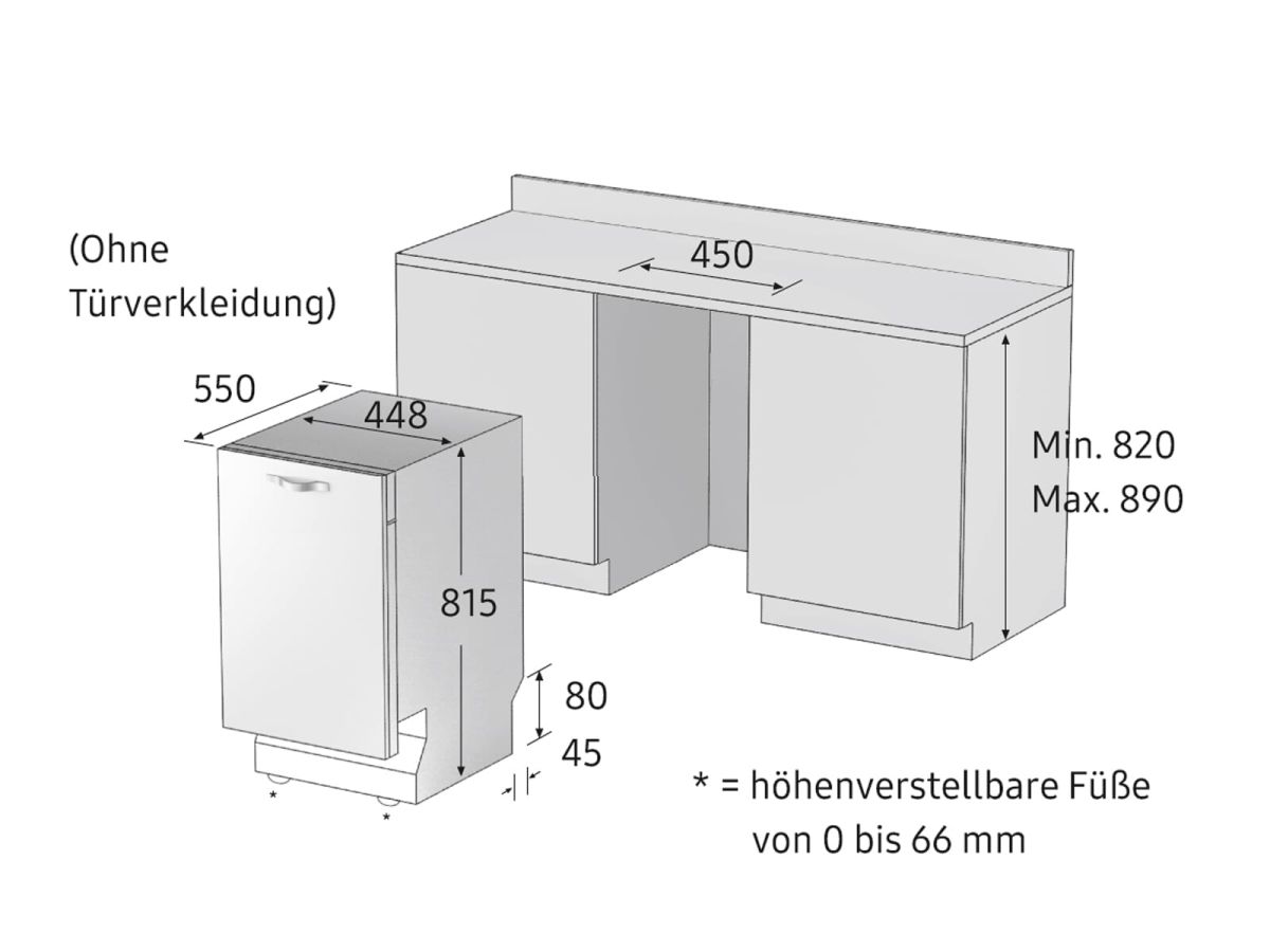 Samsung DW50R4070BB Einbau-Geschirrspüler vollintegrierbar EEK:E