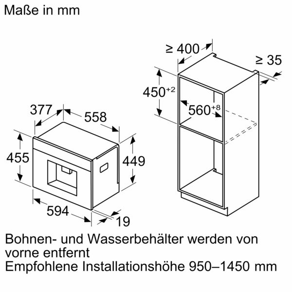 Siemens CT918L1B0 Einbau-Kaffeevollautromat schwarz