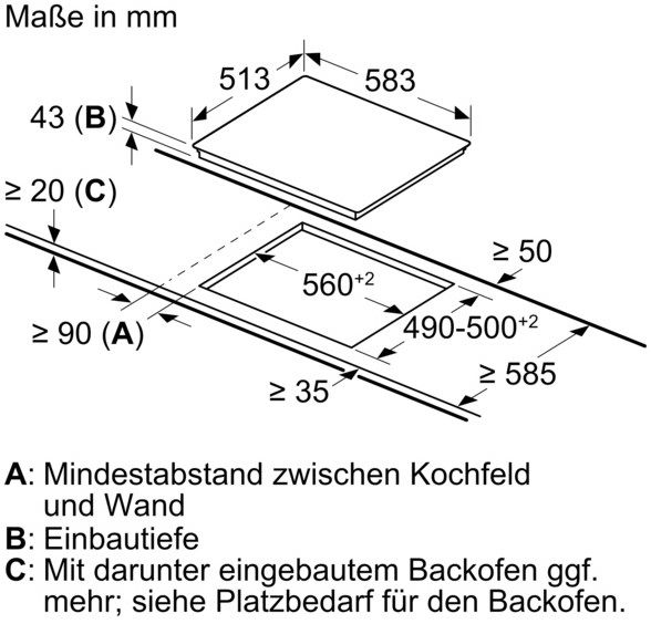 Siemens EA64RGNA1E Glaskeramikkochfeld Edelstahl herdgebunden 60cm