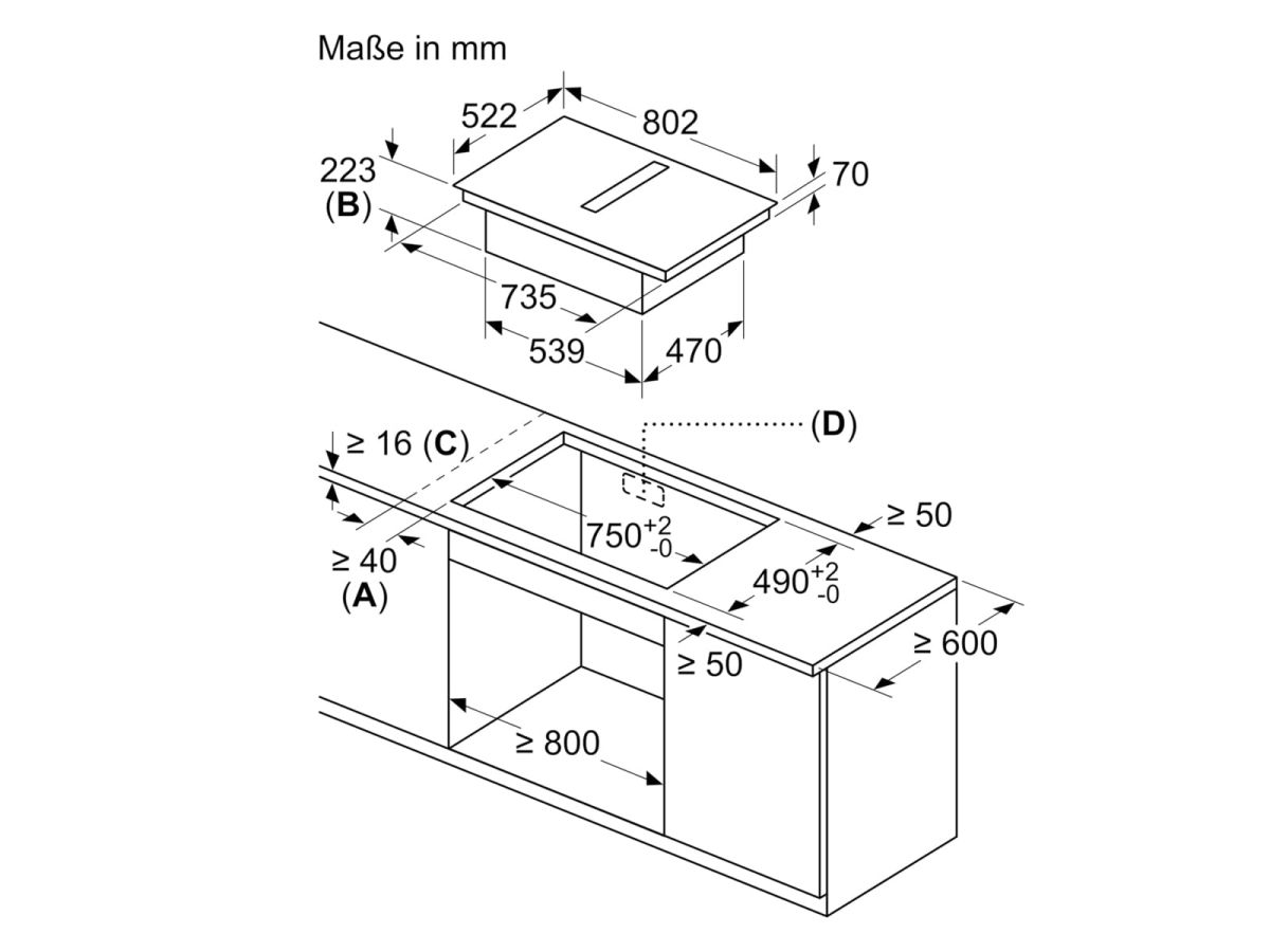 Siemens ED811FQ15E Induktion Muldenlüfter rahmenlos aufliegend 80cm EEK:B