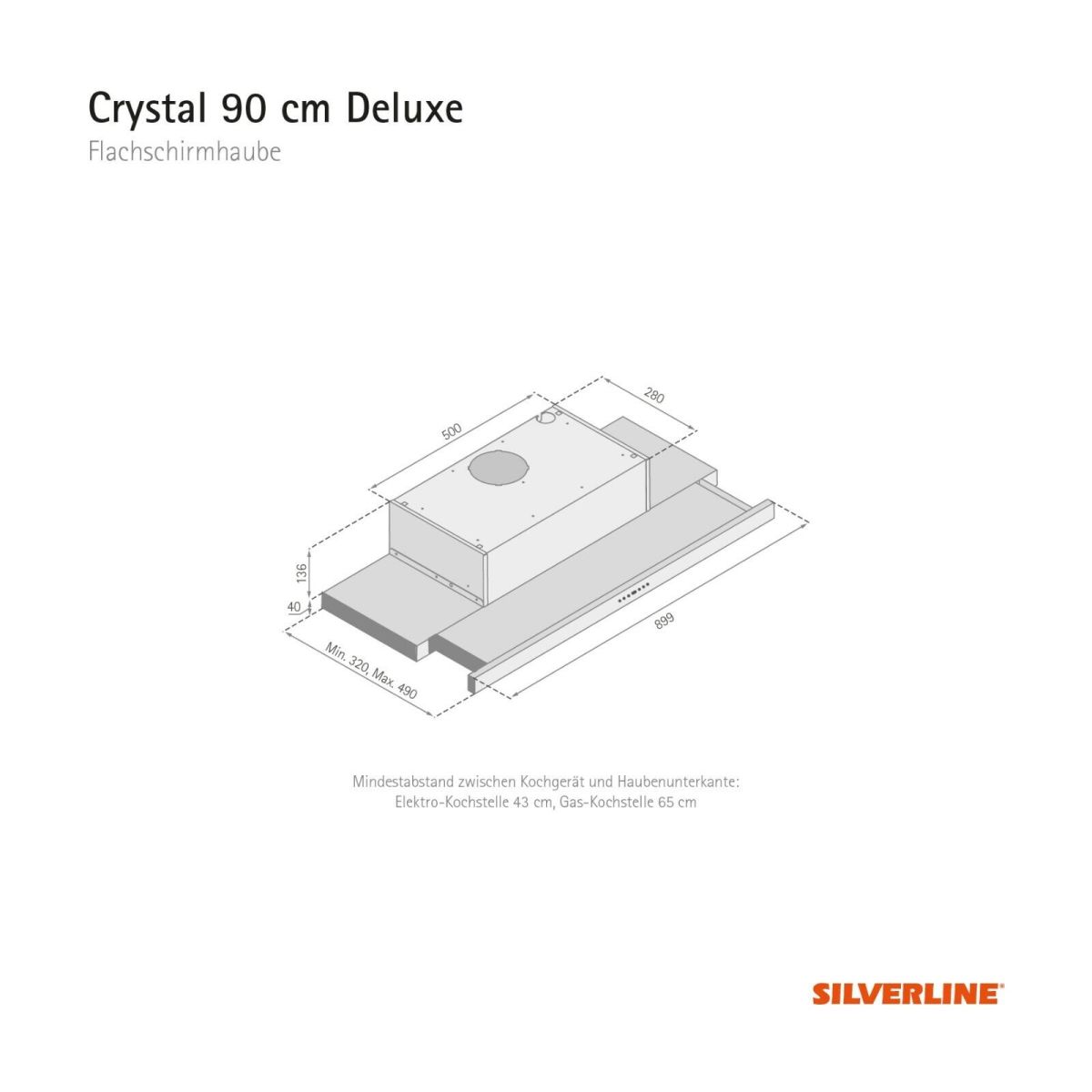 Silverline CRF 910 E Crystal Deluxe 90cm Flachschirmhaube  EEK:D
