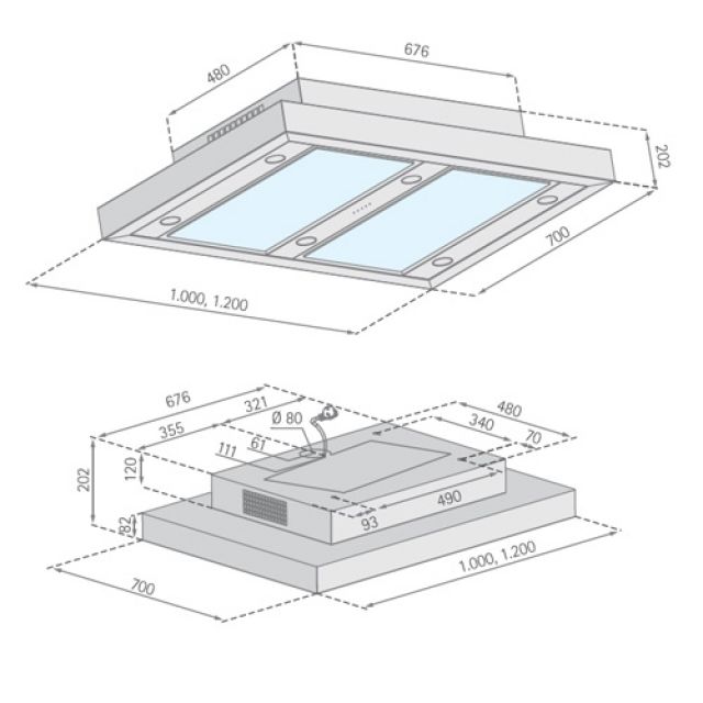 Silverline VGUD 104.1 RA Vega AC Randabsaugung 100x70 Deckenhaube