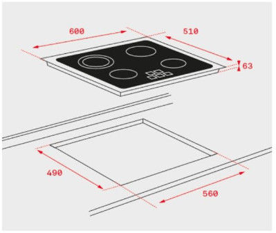 Teka TB 6415 Glaskeramik-Kochfeld rahmenlos autark 60cm