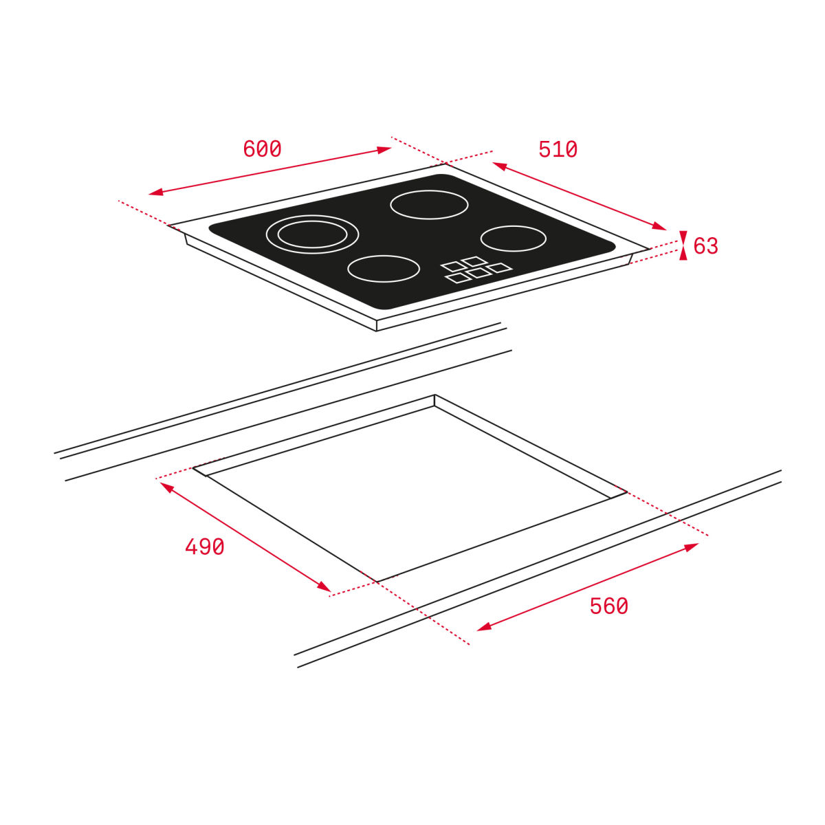 Teka TR 6415 Glaskeramikkochfeld Facette 60cm autark