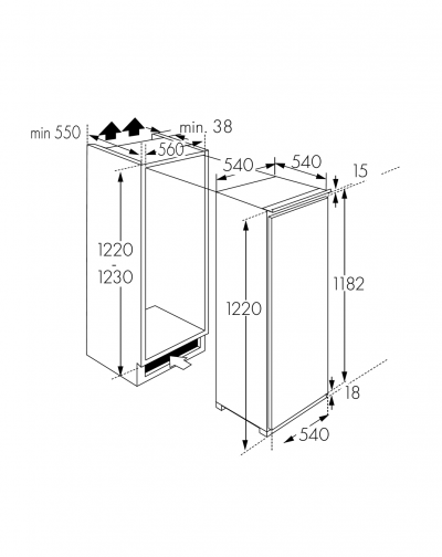 Wolkenstein WKS190.4 EB Einbau-Kühlschrank EEK:F