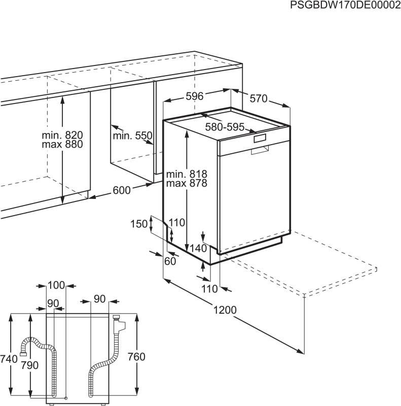 Zanussi ZDSN151X2 Einbau-Geschirrspüler integrierbar Edelstahl EEK:F