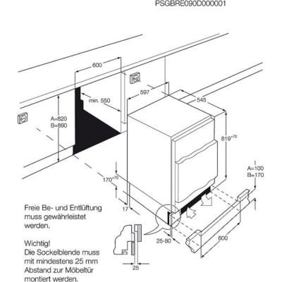Zanussi ZEAN82FR Unterbau-Kühlschrank EEK:F