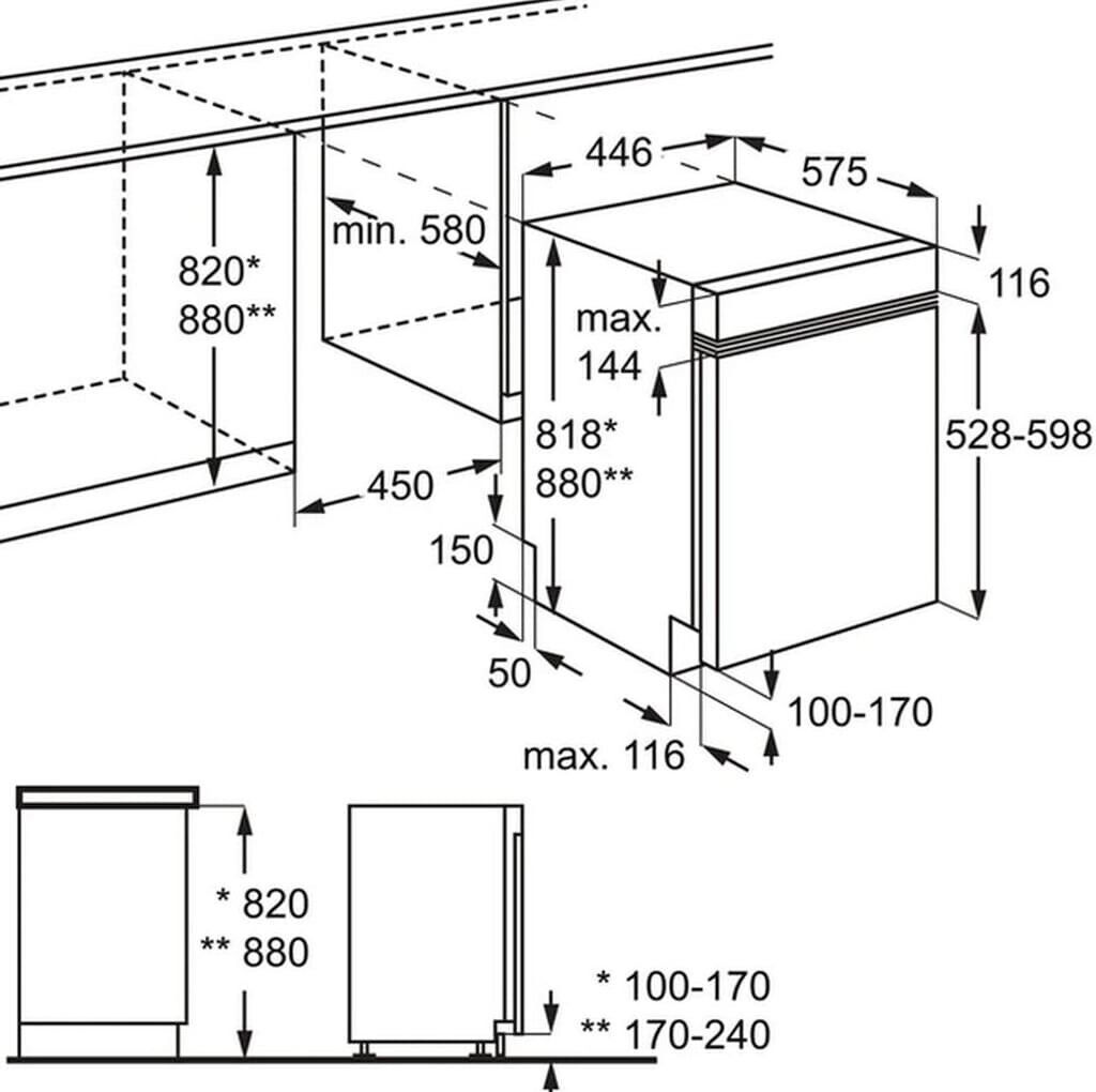 Zanussi ZSSN121X1 Einbau-Geschirrspüler integrierbar Edelstahl  EEK:F